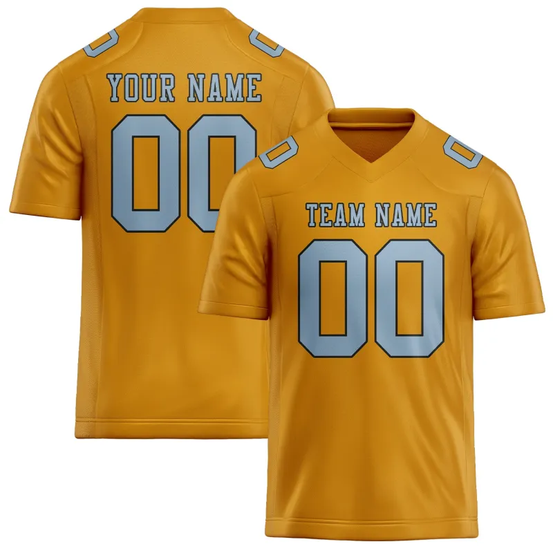 Custom Yellow Light Blue Football Jersey made by Tailorly