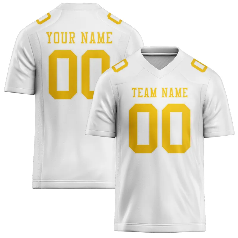 Custom White Gold Football Jersey made by Tailorly