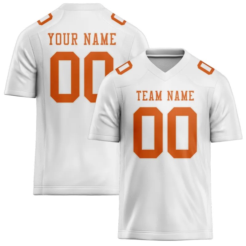 Custom White Orange Football Jersey made by Tailorly