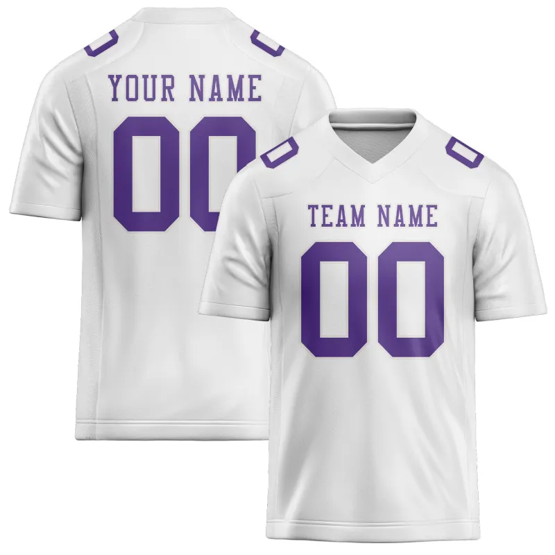 Custom White Light Purple Football Jersey made by Tailorly