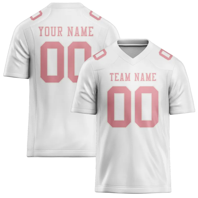 Custom White Light Pink Football Jersey made by Tailorly