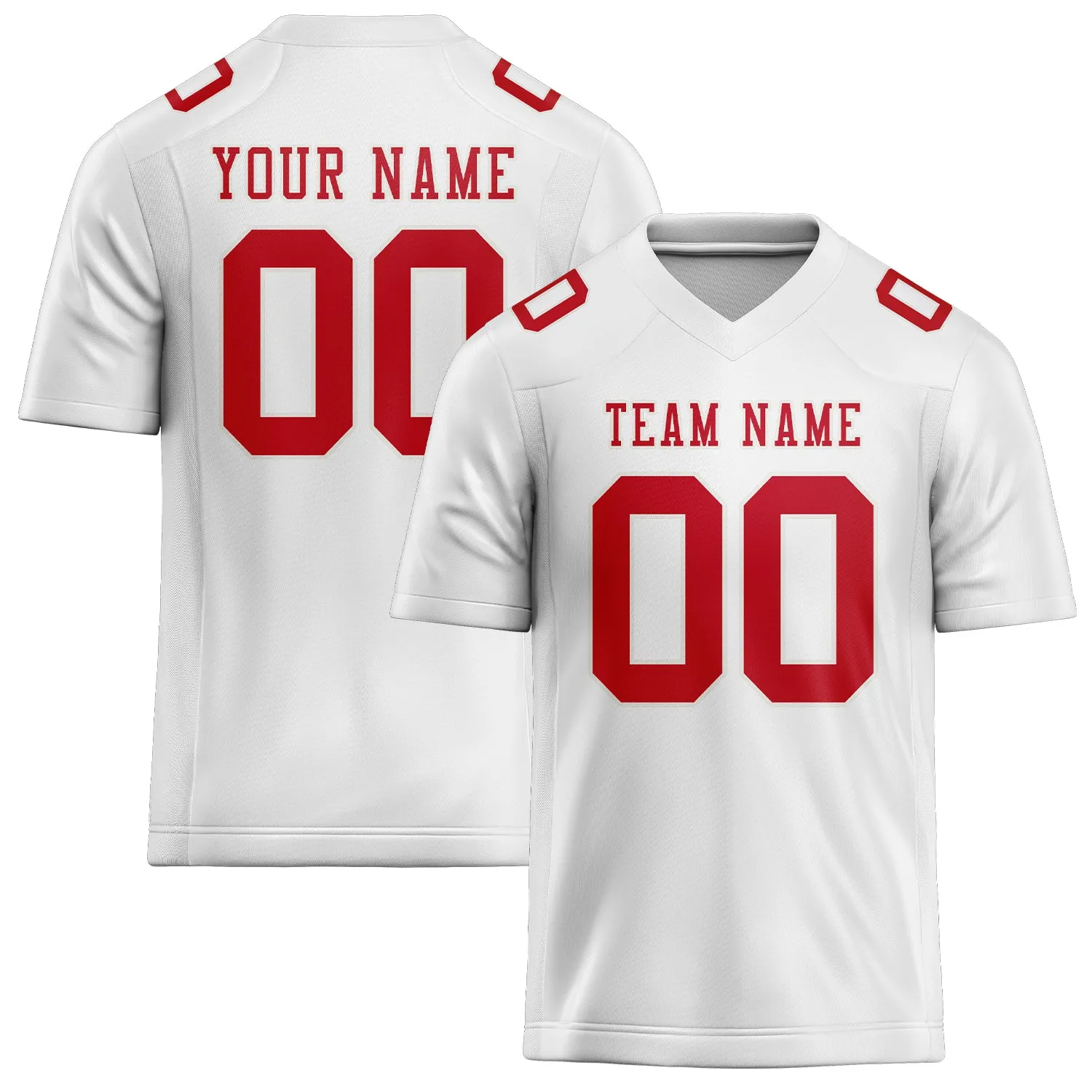 Custom White Red Football Jersey sold by Tailorly