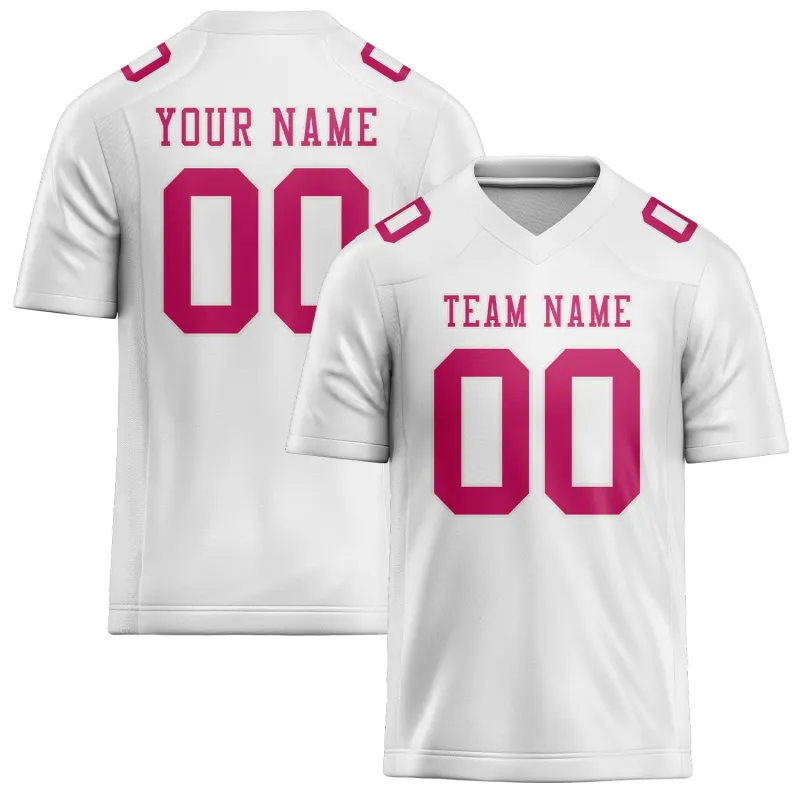 Custom White Pink Football Jersey made by Tailorly
