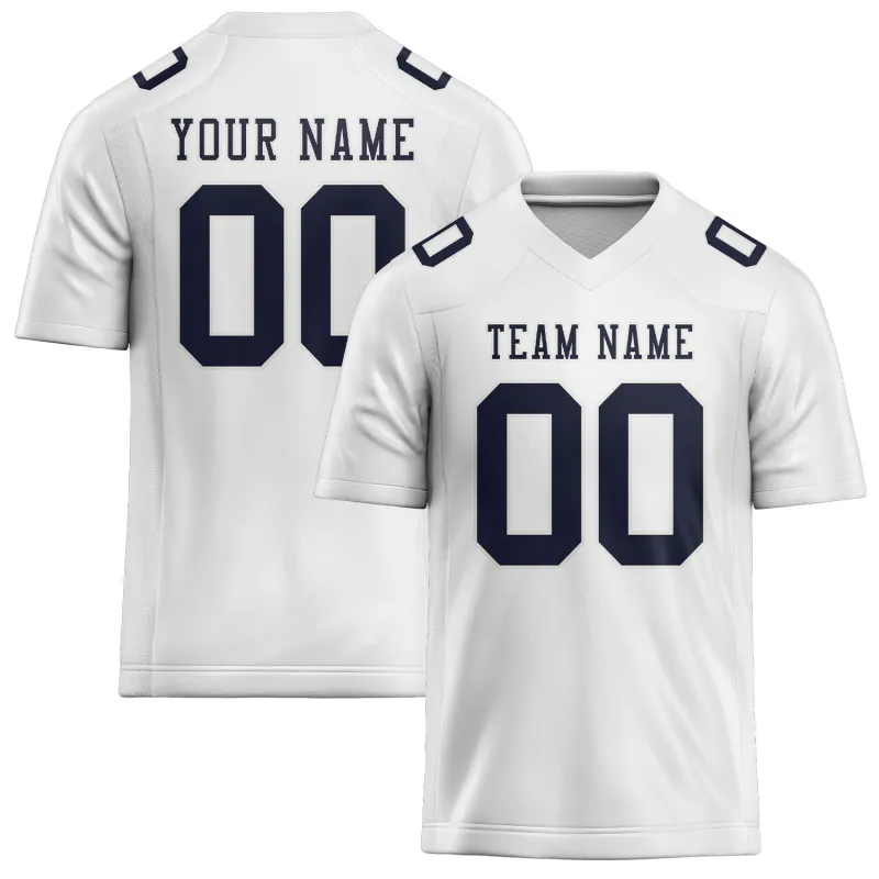 Custom White Navy Football Jersey made by Tailorly