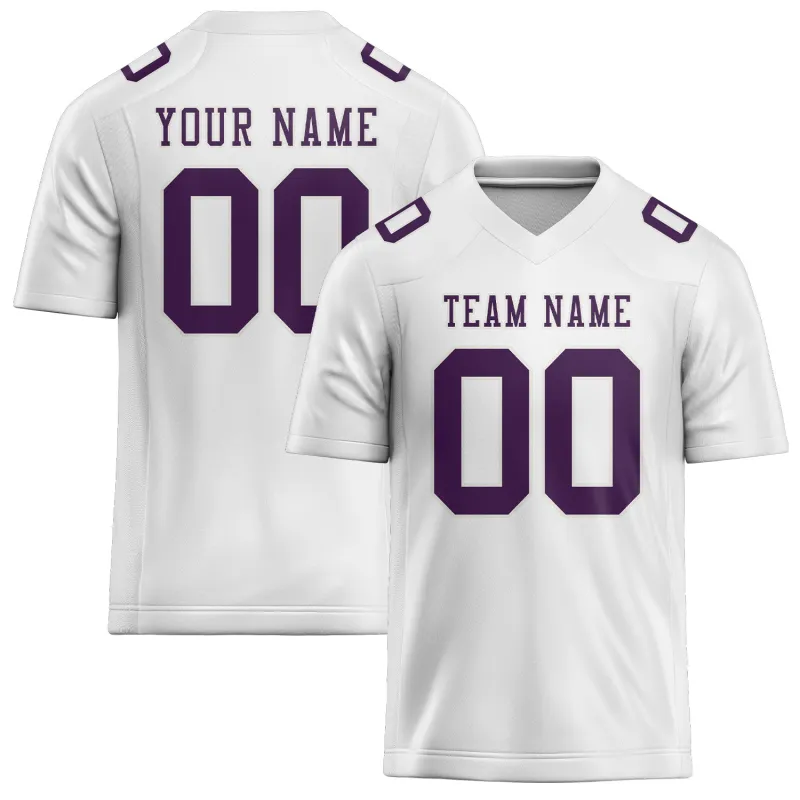 Custom White Purple Football Jersey made by Tailorly
