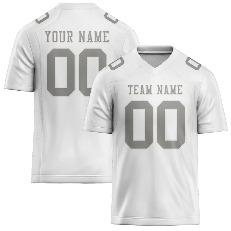 Custom White Gray Football Jersey made by Tailorly