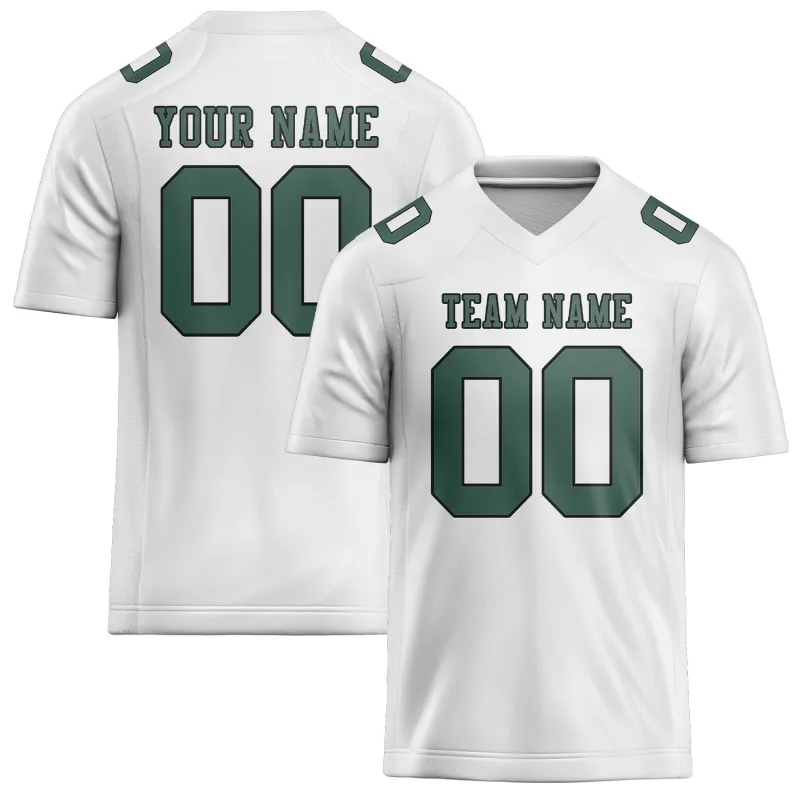 Custom White Blue Green Football Jersey made by Tailorly