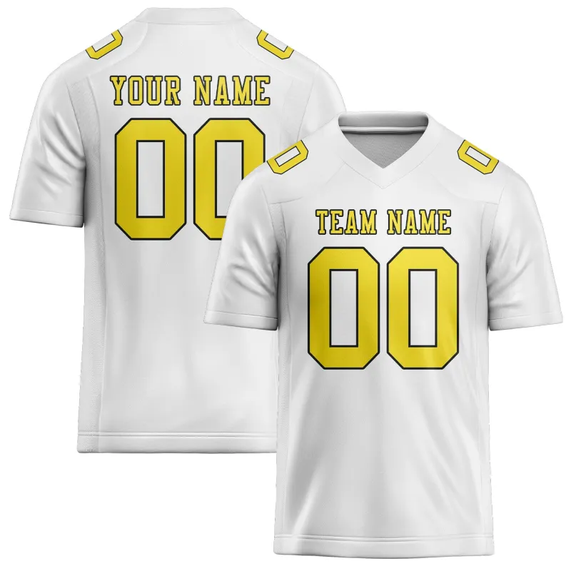 Custom White Light Yellow Football Jersey made by Tailorly