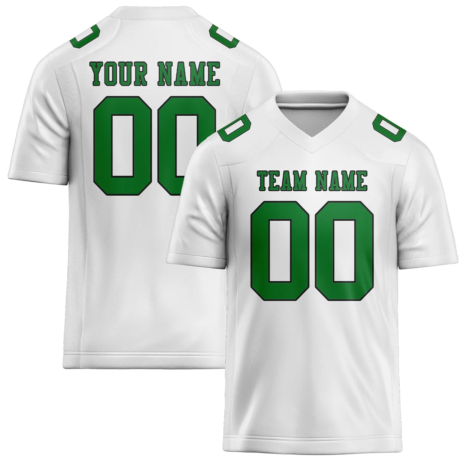 Custom White Emerald Green Football Jersey sold by Tailorly
