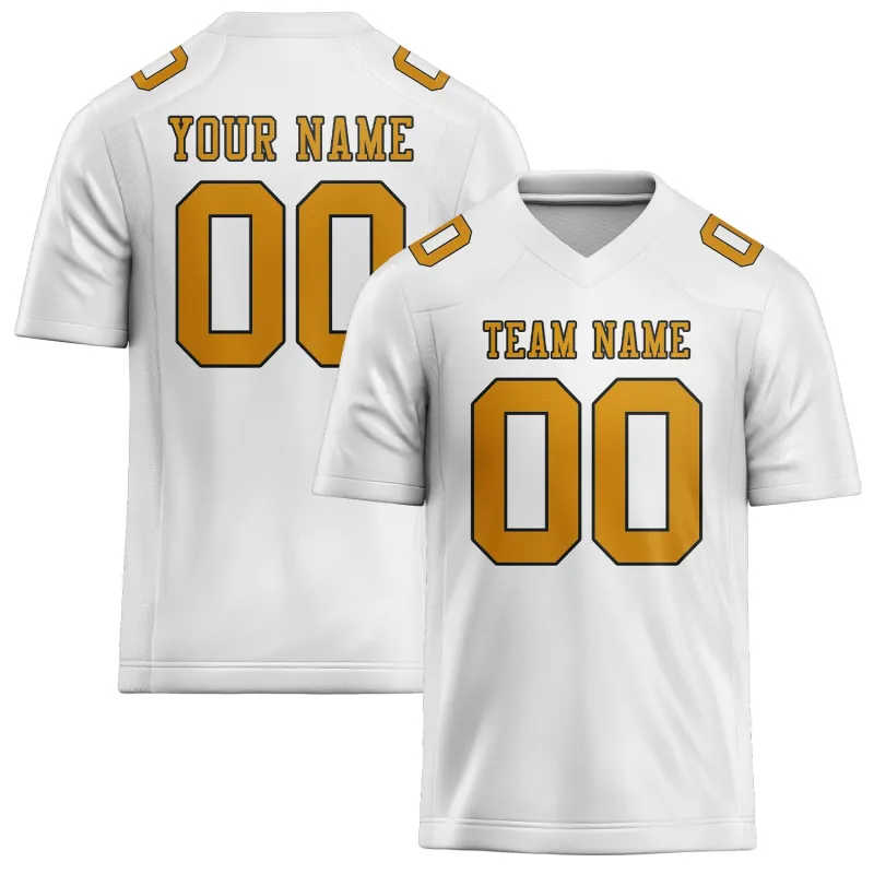Custom White Yellow Football Jersey made by Tailorly