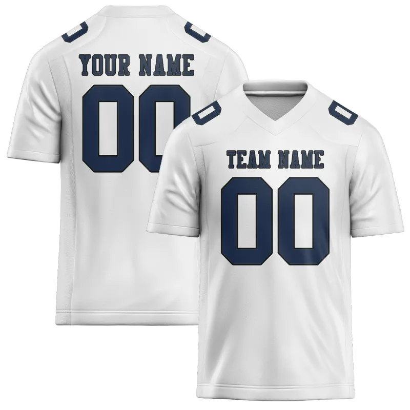 Custom White Blue Football Jersey made by Tailorly