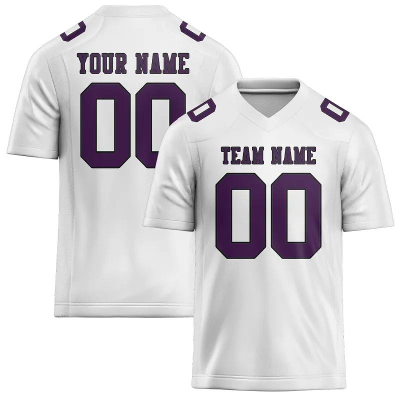 Custom White Purple Football Jersey made by Tailorly