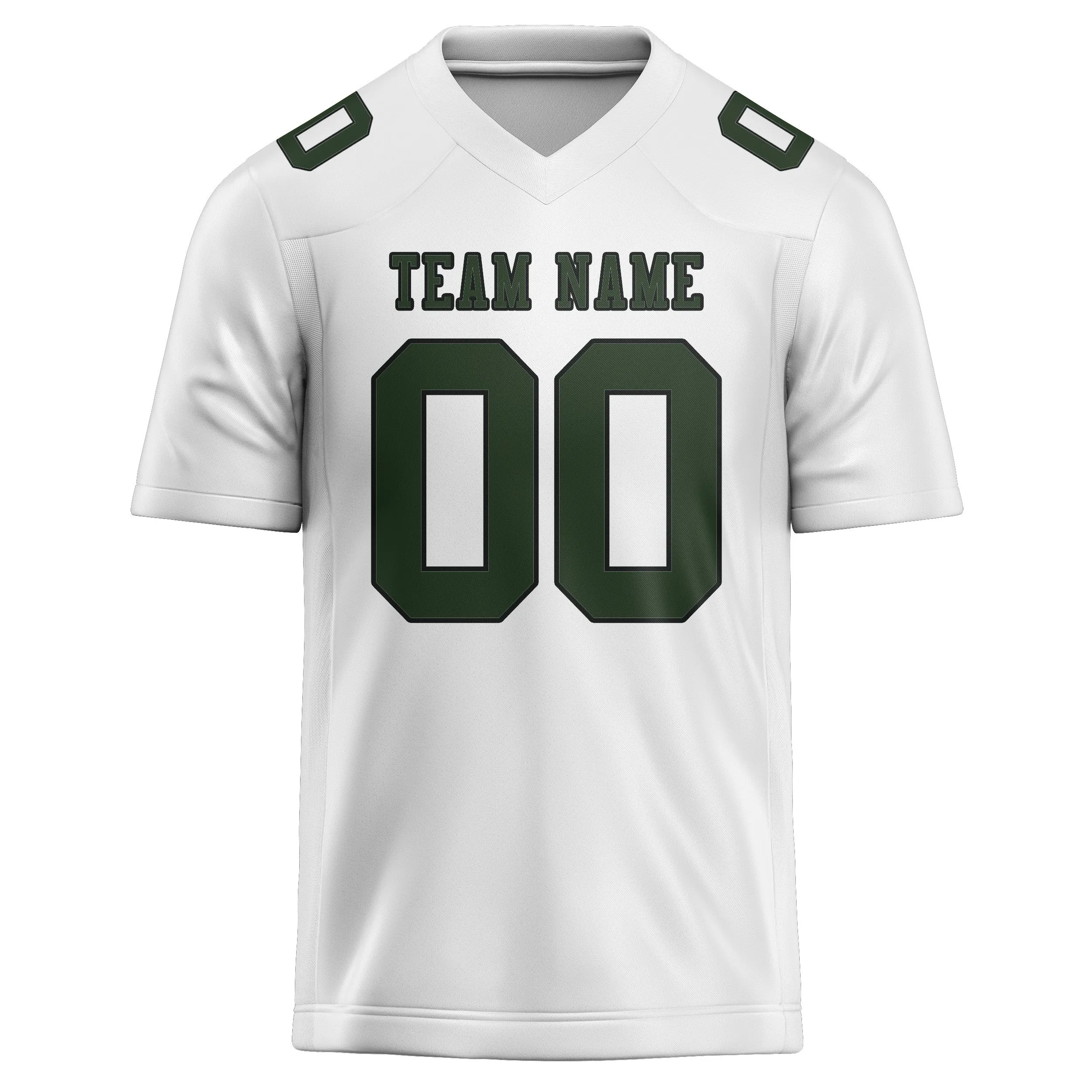 Custom White Dark Green Football Jersey sold by Tailorly product image thumbnail 2