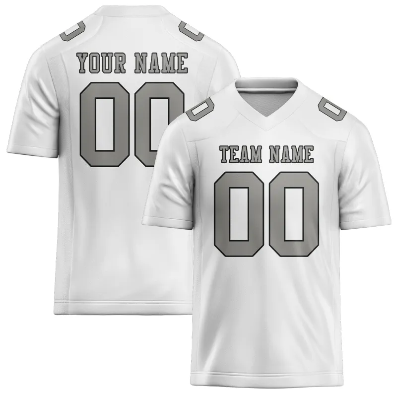 Custom White Gray Football Jersey made by Tailorly