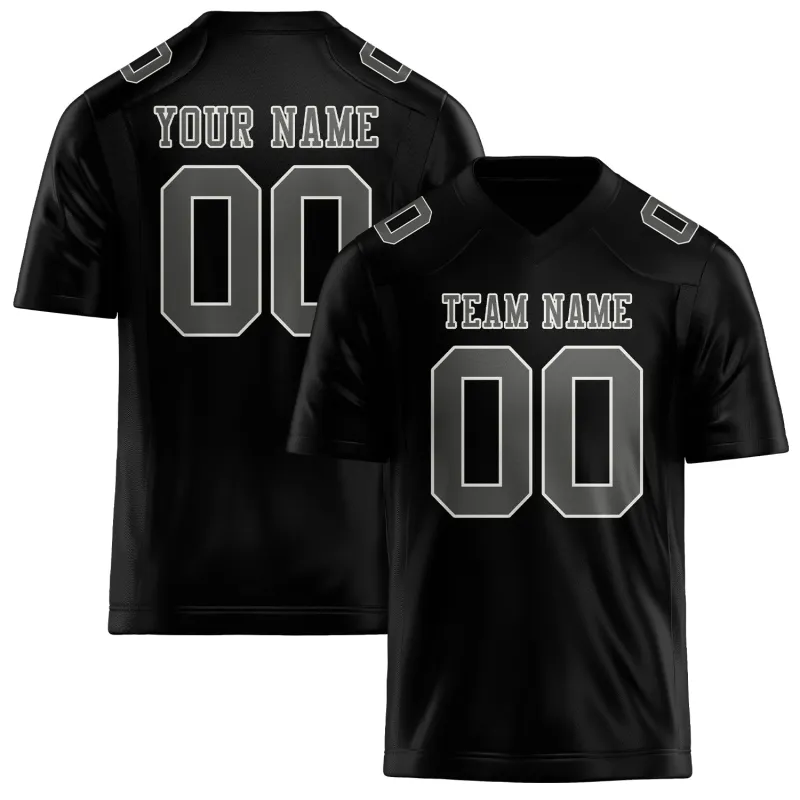 Custom Black Dark Grey Football Jersey made by Tailorly