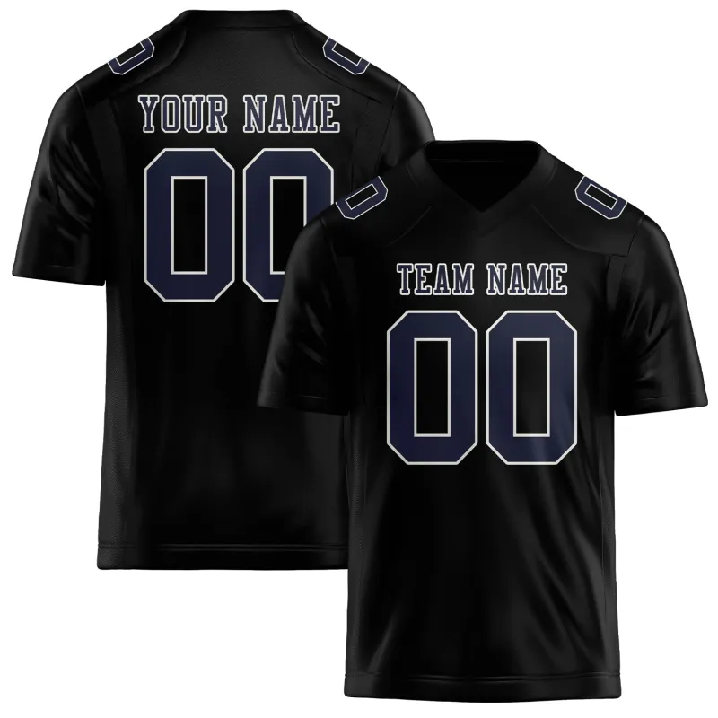 Custom Black Navy Football Jersey made by Tailorly