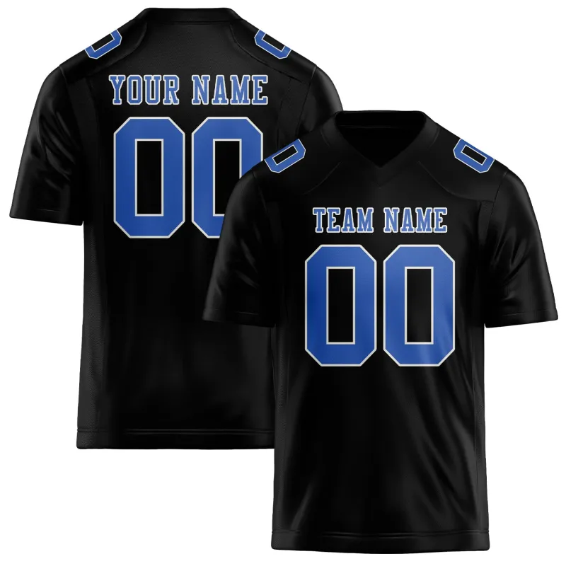 Custom Black Sky Blue Football Jersey made by Tailorly
