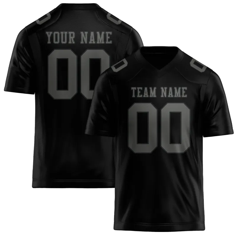 Custom Black Dark Grey Football Jersey made by Tailorly