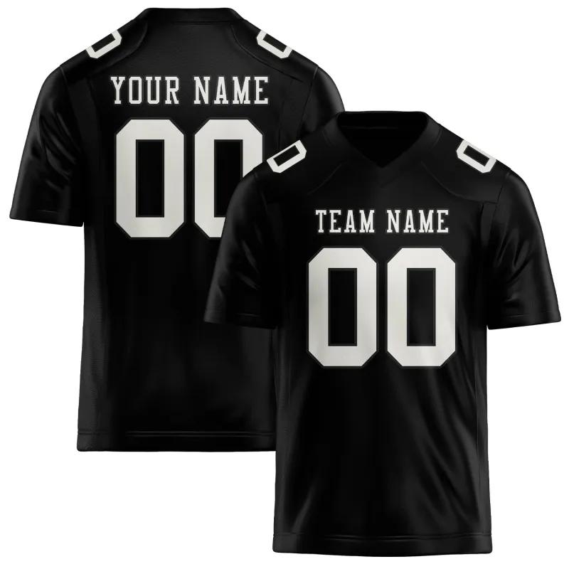 Custom Black White Football Jersey made by Tailorly