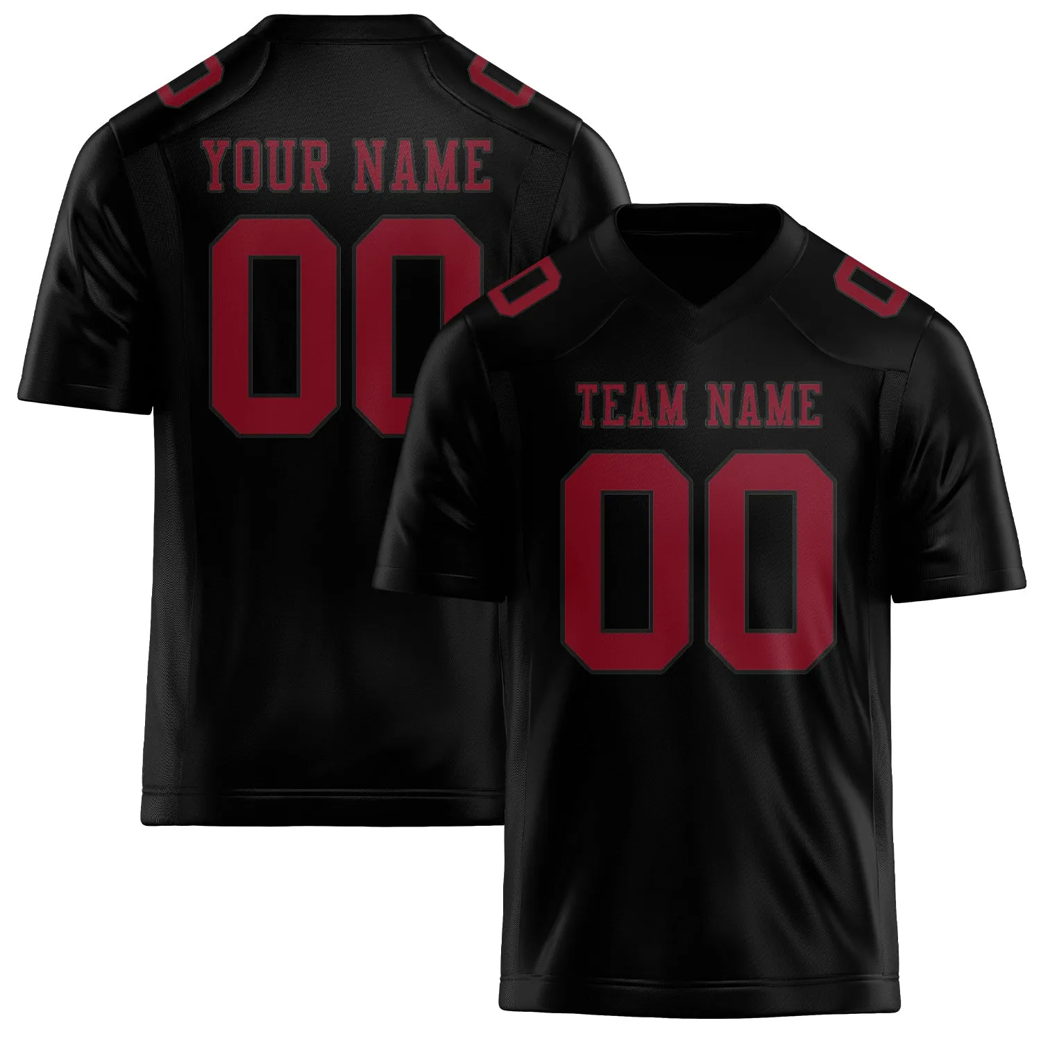 Custom Black Crimson Red Football Jersey sold by Tailorly