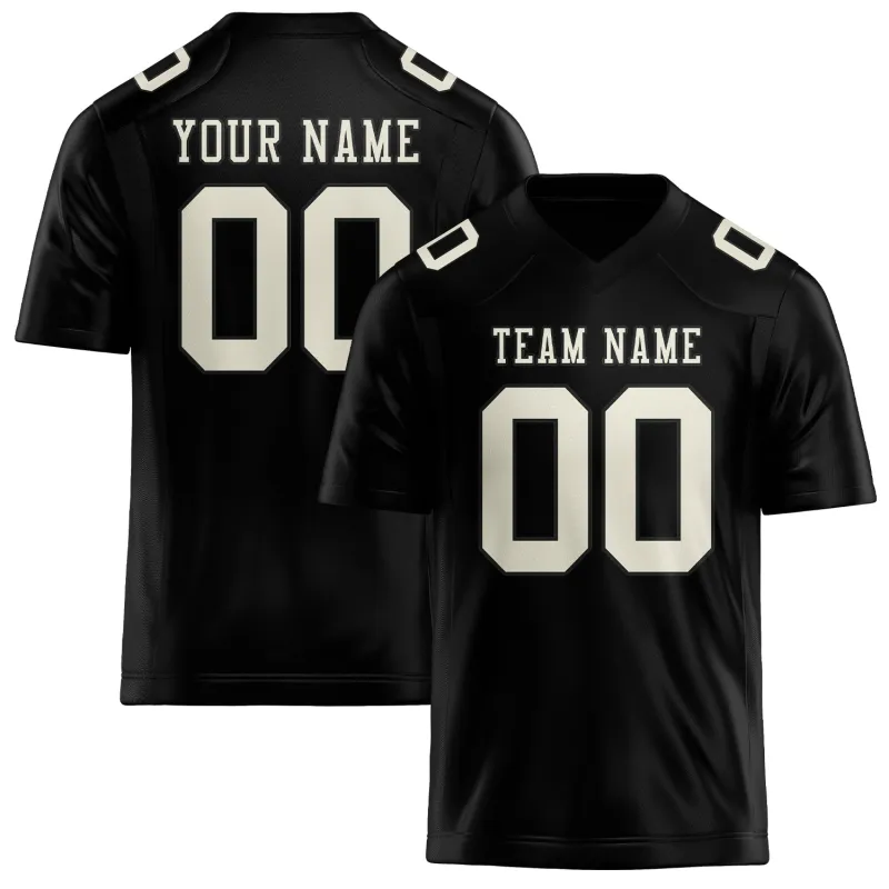 Custom Black Cream Football Jersey made by Tailorly