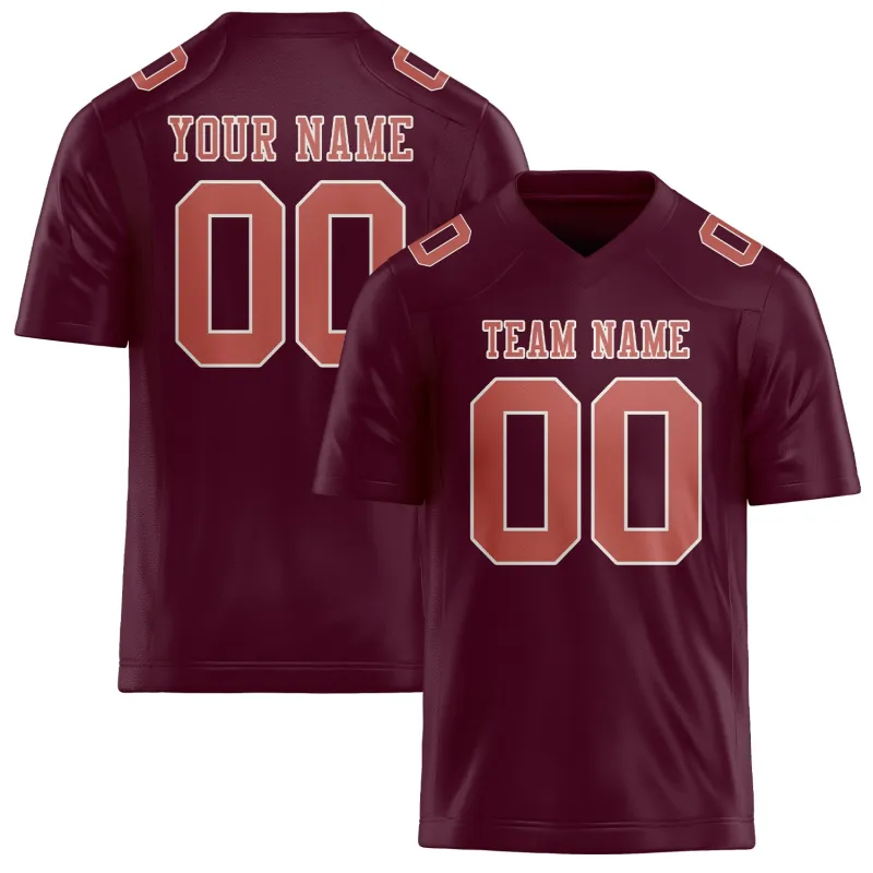 Custom Coral Red Copper Rose Football Jersey made by Tailorly