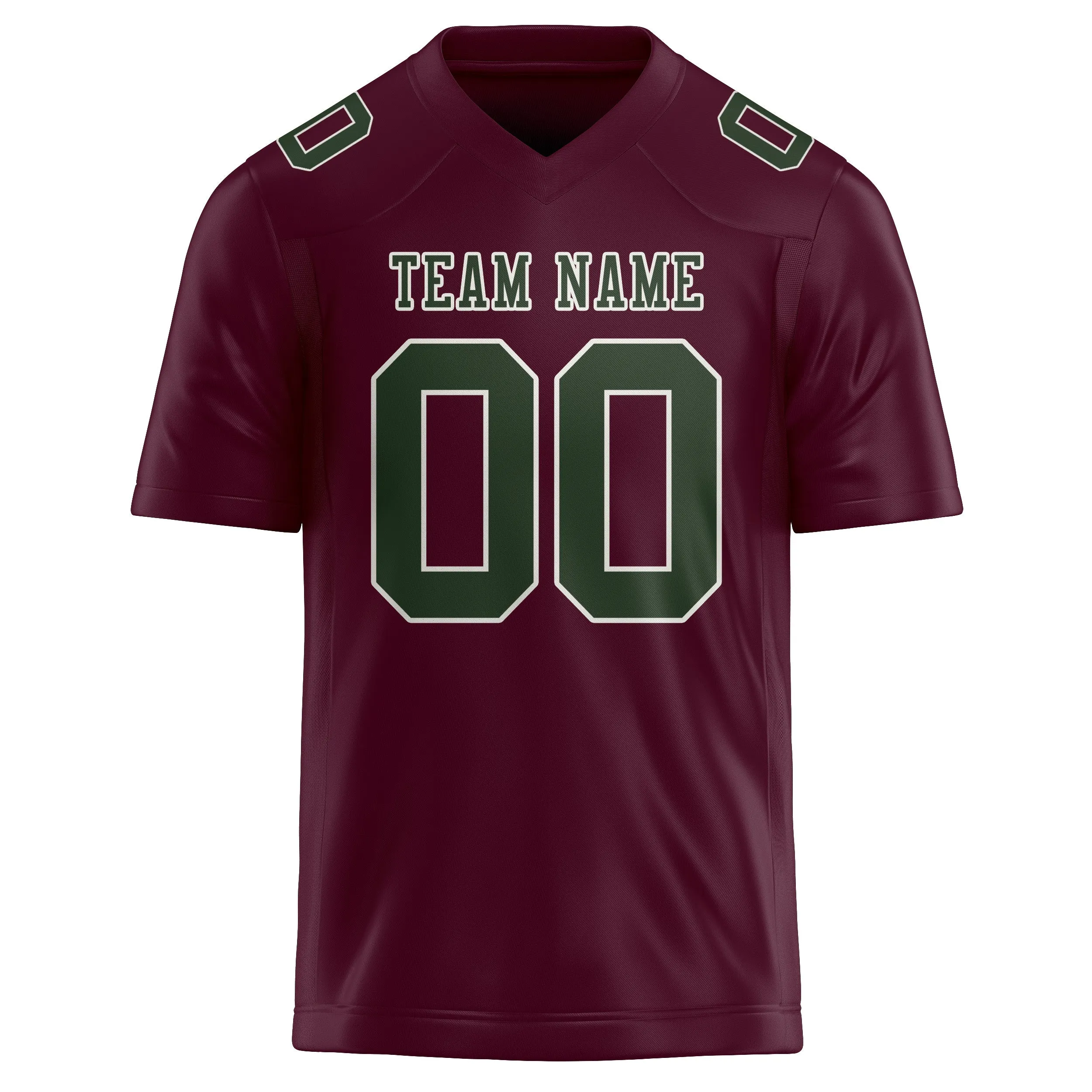 Custom Coral Red Dark Green Football Jersey sold by Tailorly product image thumbnail 2