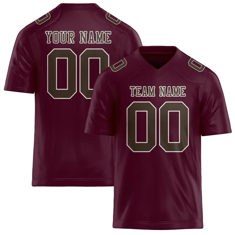 Custom Coral Red Brown Football Jersey made by Tailorly