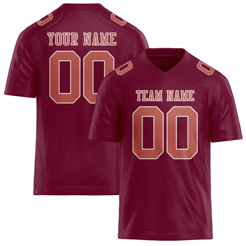 Custom Crimson Red Copper Rose Football Jersey made by Tailorly