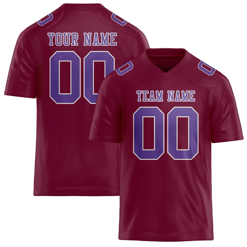 Custom Crimson Red Light Purple Football Jersey made by Tailorly