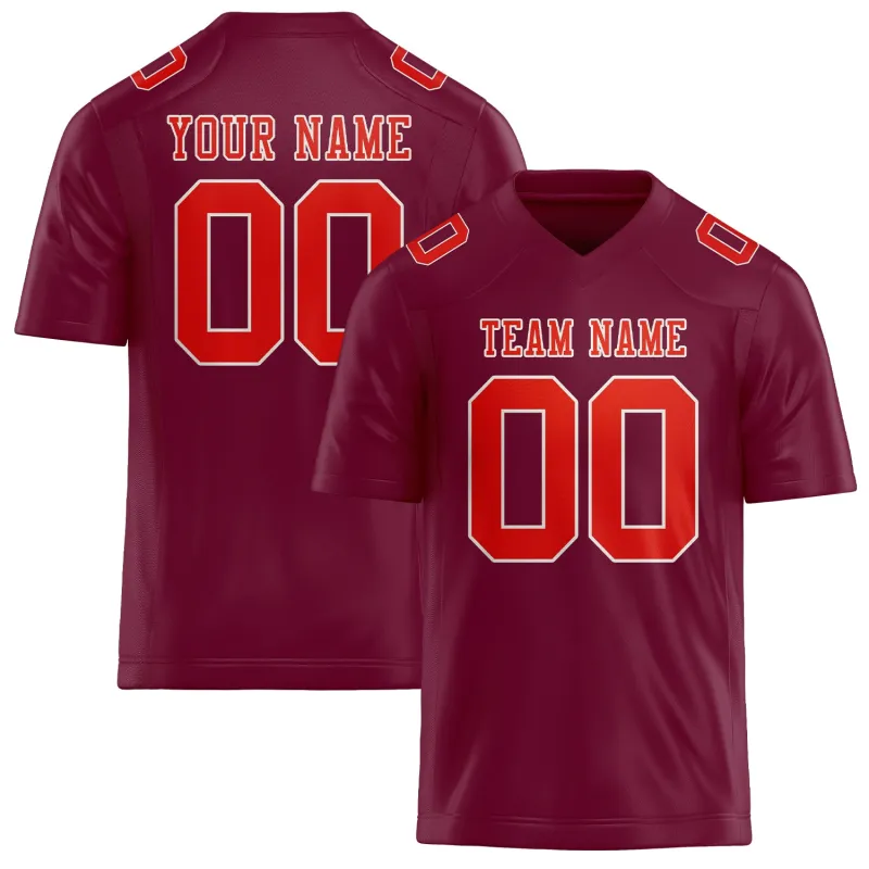 Custom Crimson Red Orange Red Football Jersey made by Tailorly