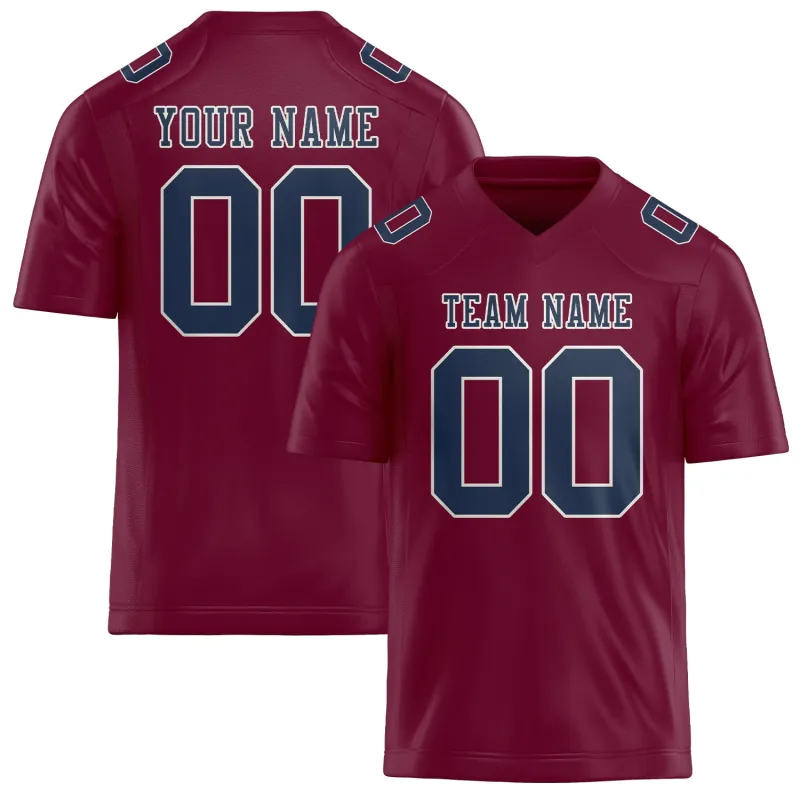 Custom Crimson Red Blue Football Jersey made by Tailorly