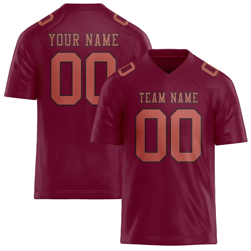 Custom Crimson Red Copper Rose Football Jersey made by Tailorly