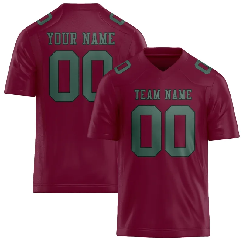 Custom Crimson Red Blue Green Football Jersey made by Tailorly