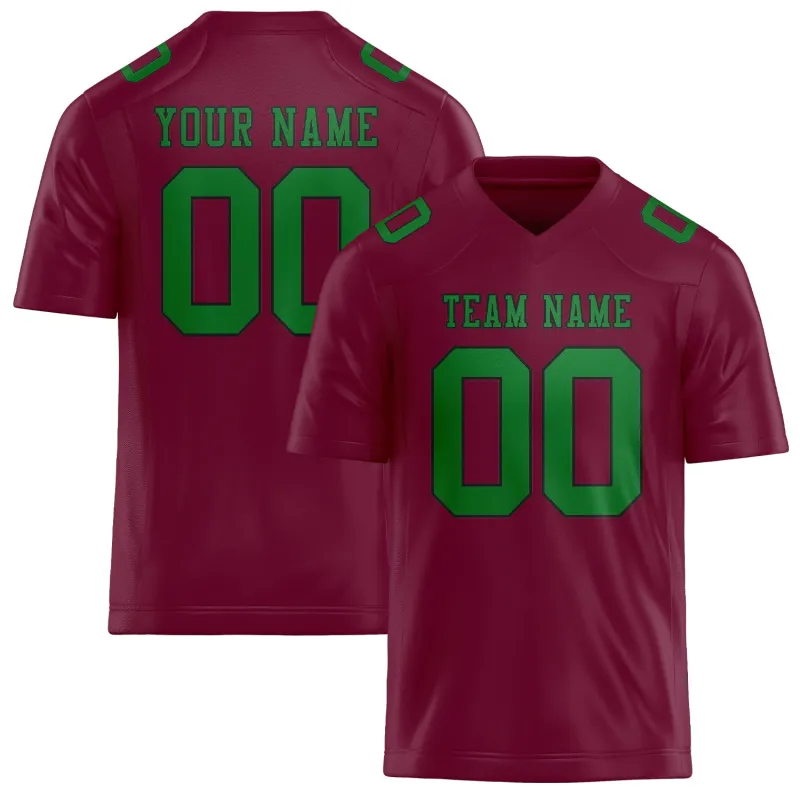 Custom Crimson Red Emerald Green Football Jersey made by Tailorly