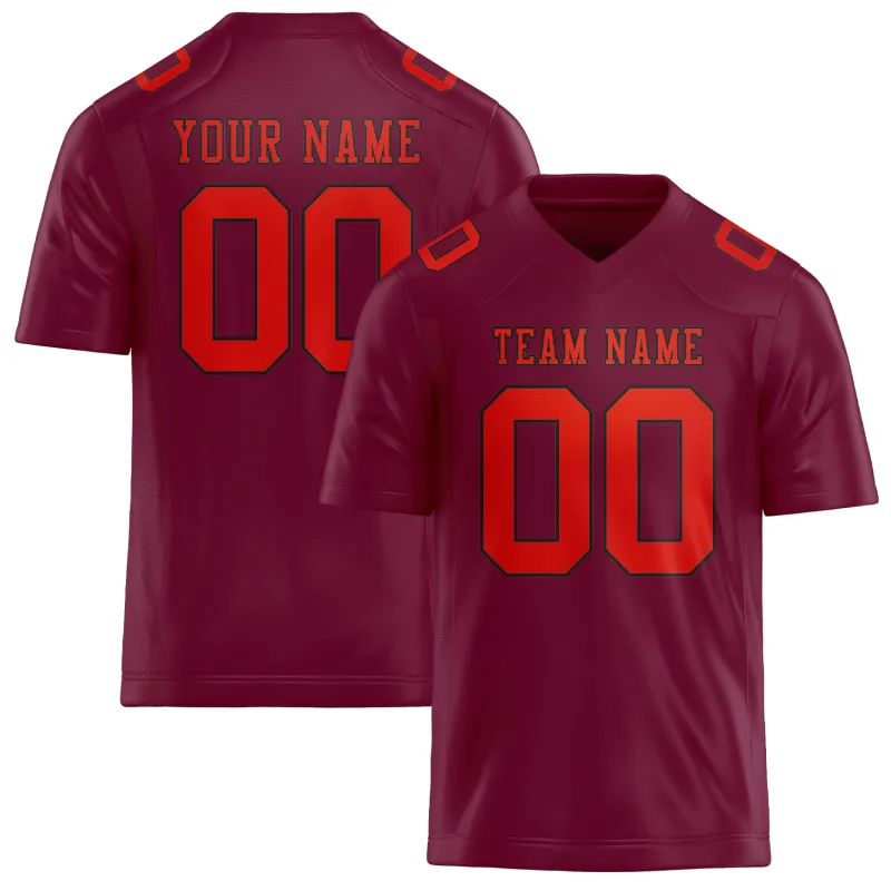 Custom Crimson Red Orange Red Football Jersey made by Tailorly