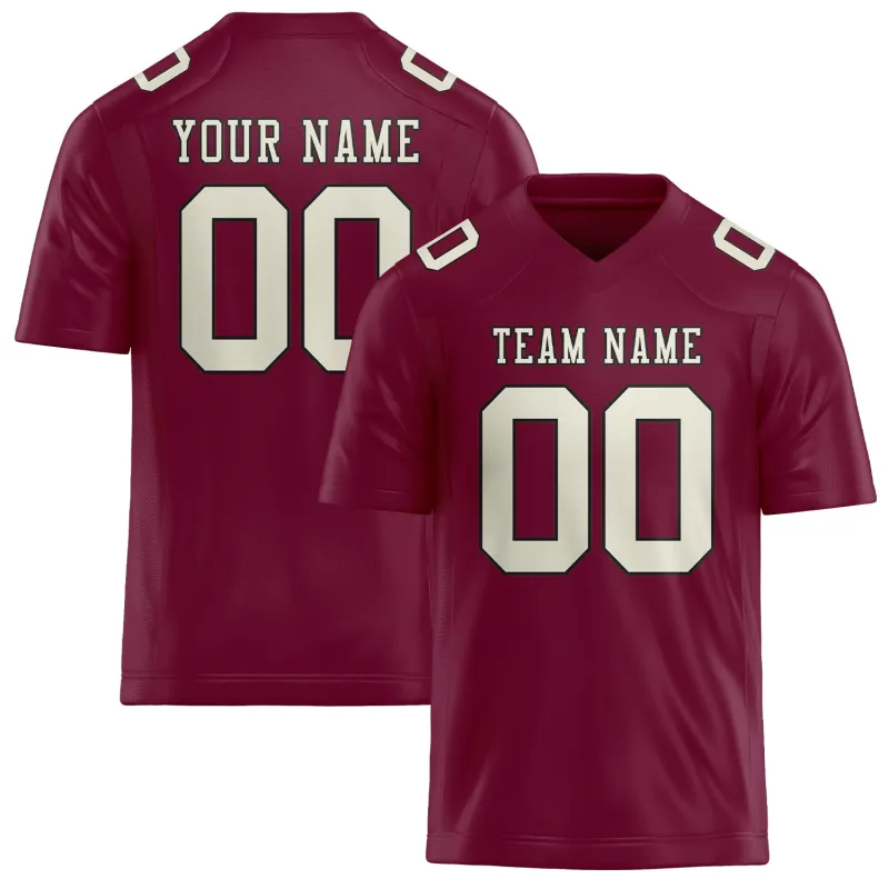 Custom Crimson Red Cream Football Jersey made by Tailorly