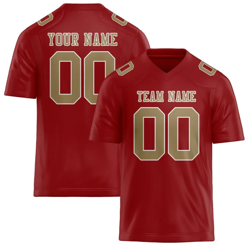Custom Red Light Khaki Football Jersey made by Tailorly