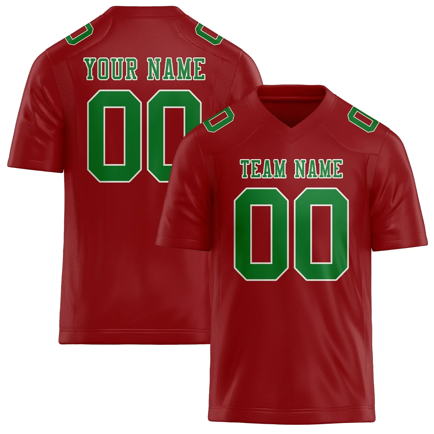 Custom Red Emerald Green Football Jersey sold by Tailorly