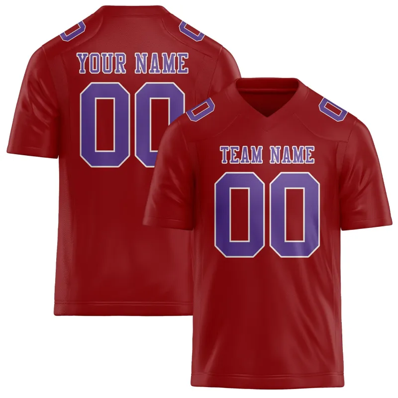 Custom Red Light Purple Football Jersey made by Tailorly