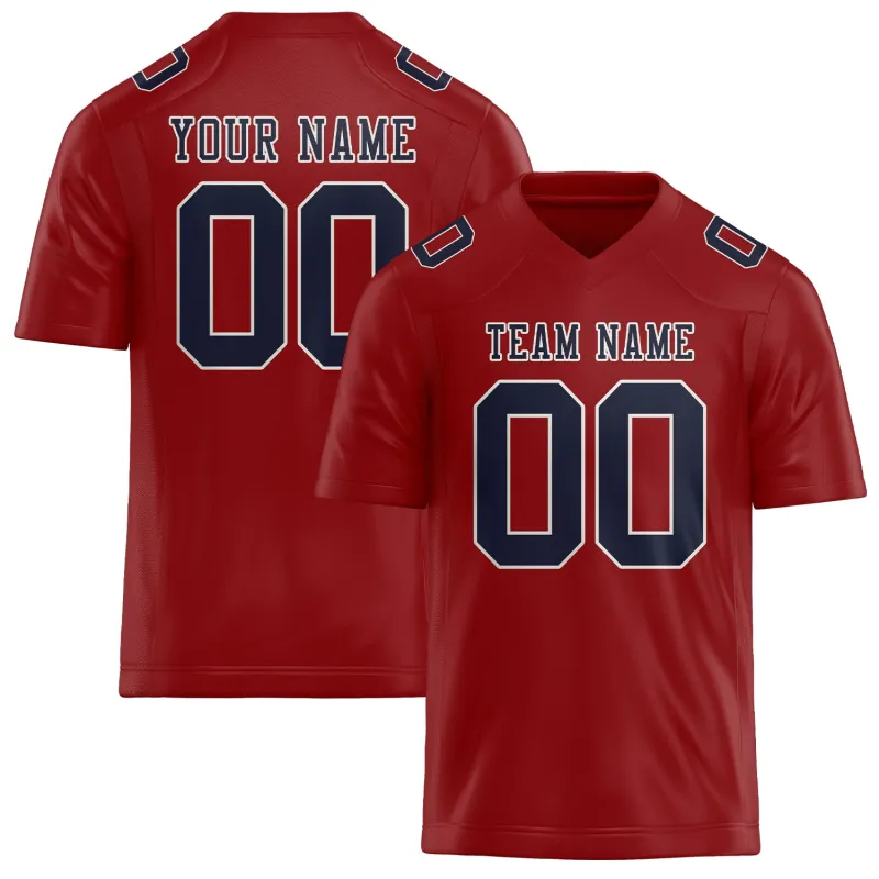 Custom Red Navy Football Jersey made by Tailorly