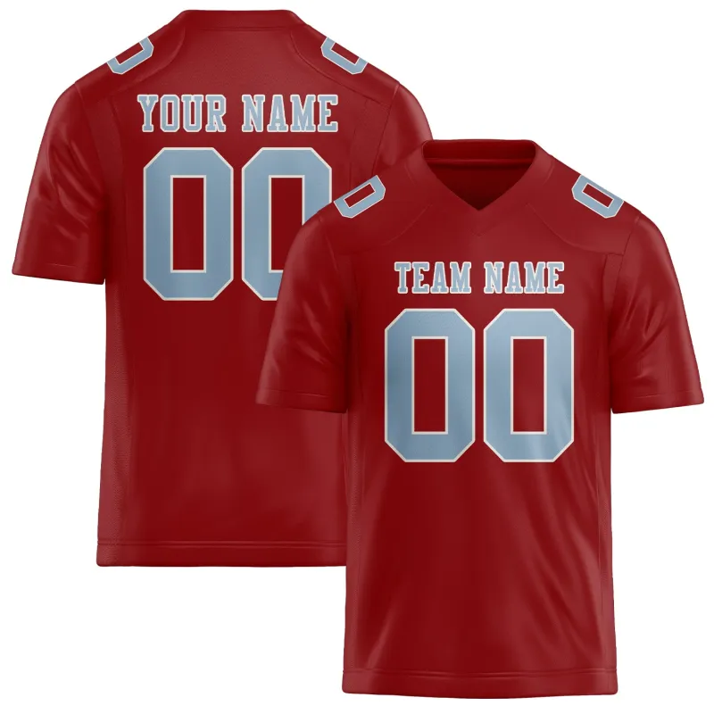 Custom Red Light Blue Football Jersey made by Tailorly