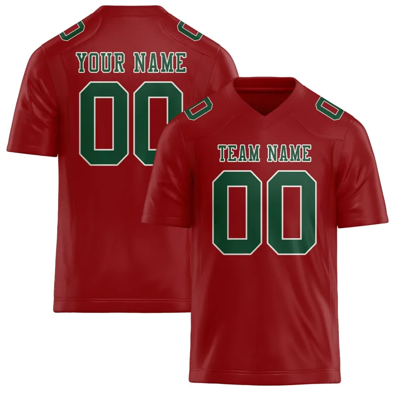 Custom Red Green Football Jersey made by Tailorly