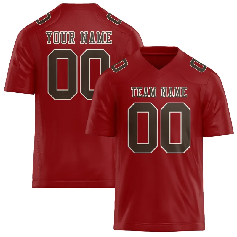 Custom Red Brown Football Jersey made by Tailorly