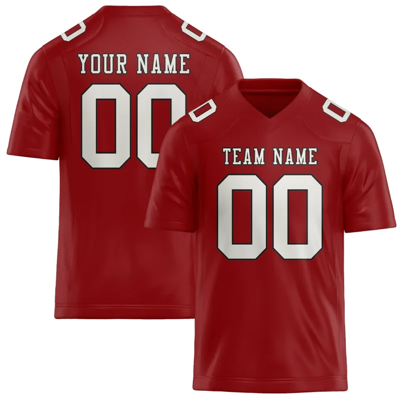 Custom Red White Football Jersey made by Tailorly