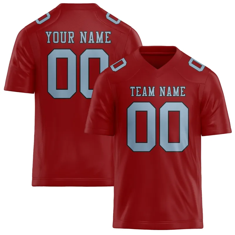 Custom Red Light Blue Football Jersey made by Tailorly