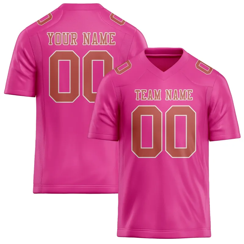 Custom Pink Copper Rose Football Jersey made by Tailorly
