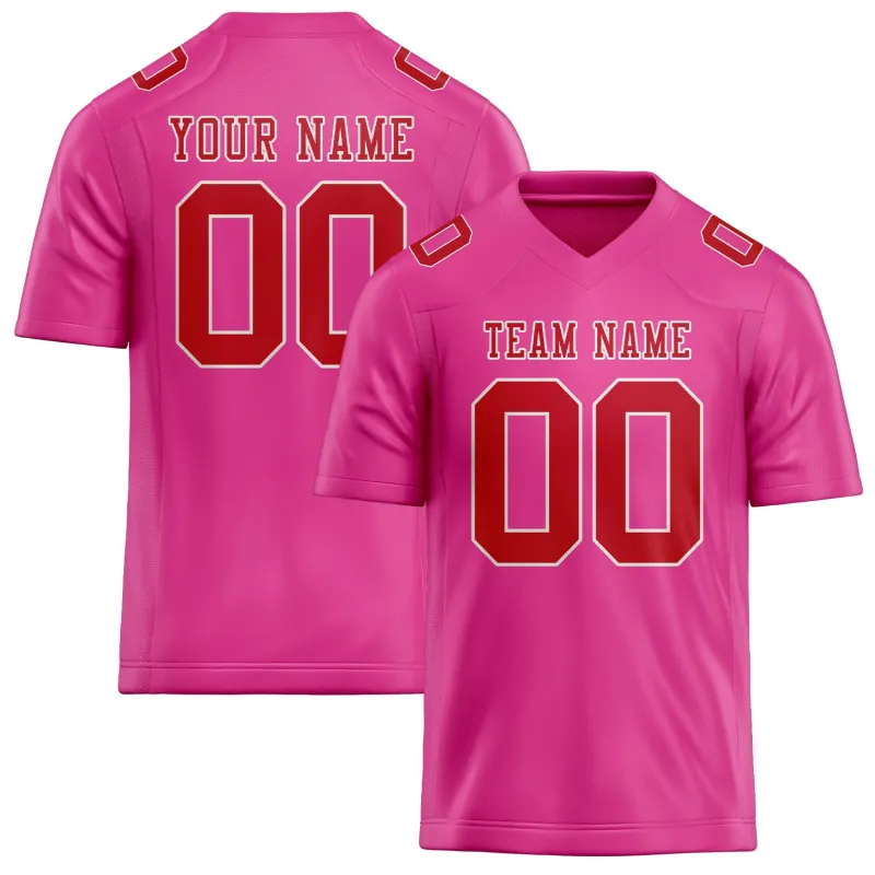 Custom Pink Red Football Jersey made by Tailorly