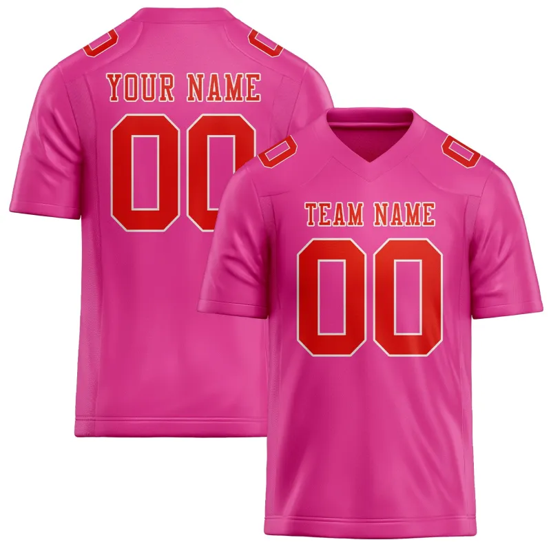 Custom Pink Orange Red Football Jersey made by Tailorly