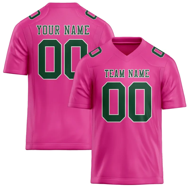 Custom Pink Green Football Jersey made by Tailorly